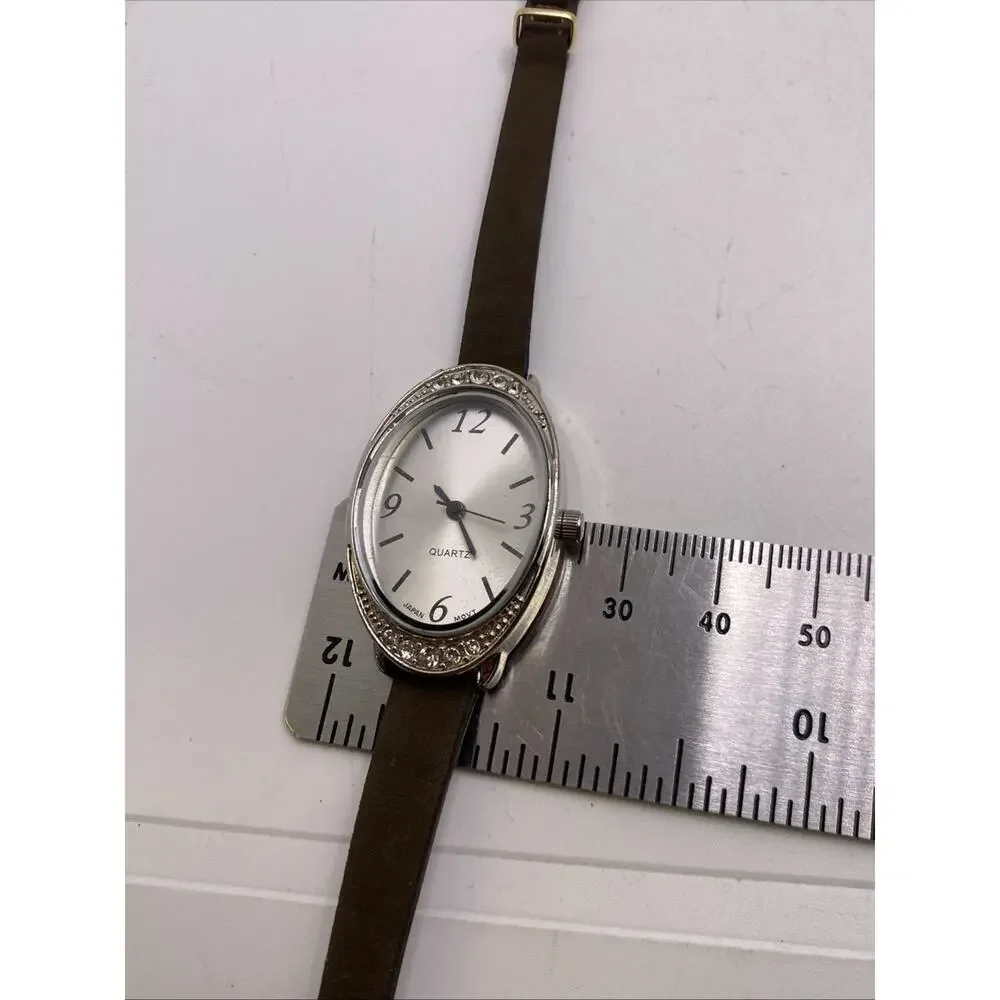 Womens Rhinestone Oval Watch Works New Battery